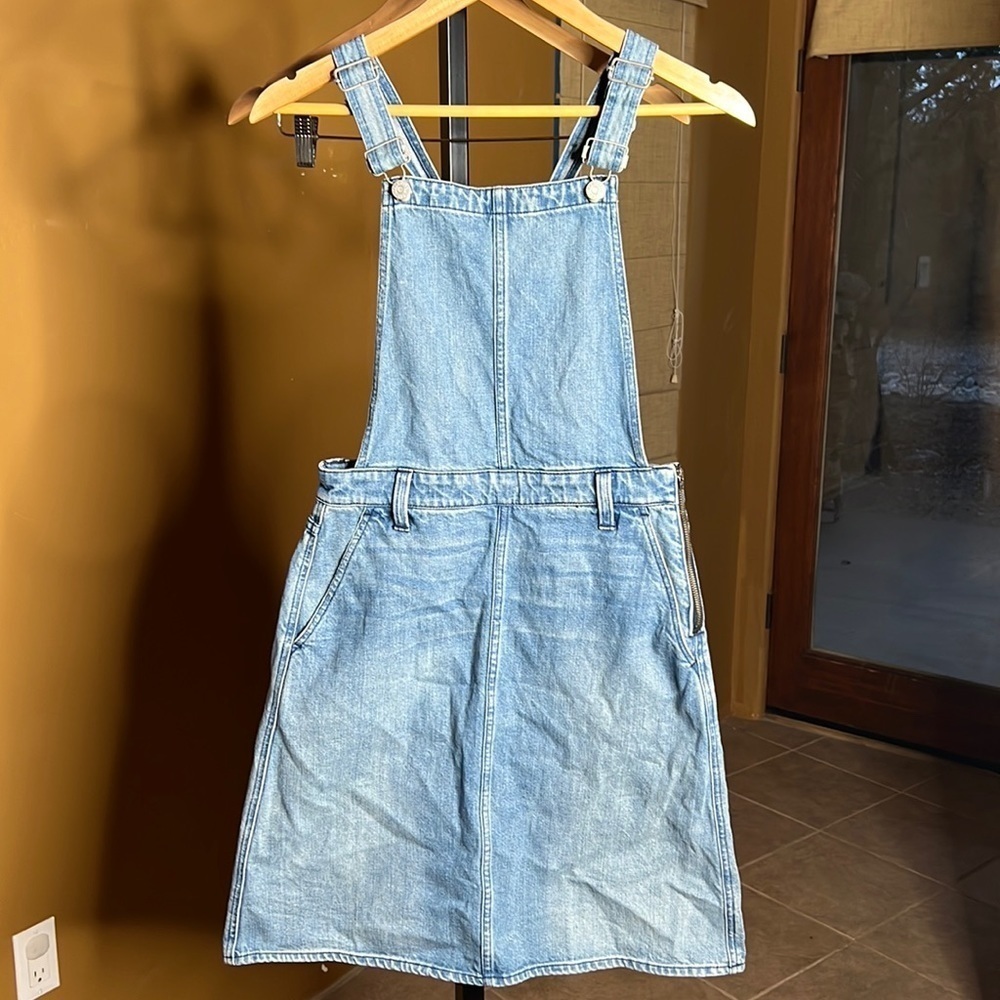 Madewell Denim Apron Overall Dress Skirtall Size Small Blue - Picture 2 of 7